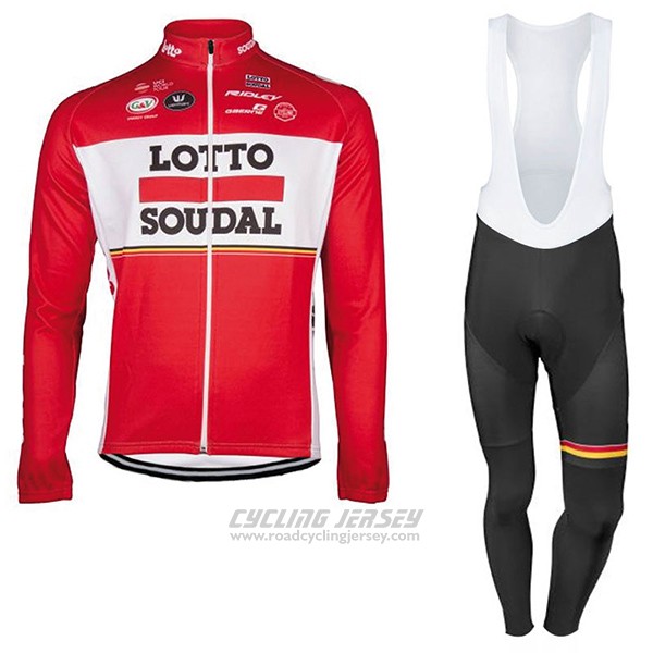 2017 Cycling Jersey Lotto Soudal Ml Red Long Sleeve and Bib Tight